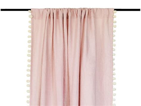 pink curtains with pom poms|pom eyelet blackout curtains.